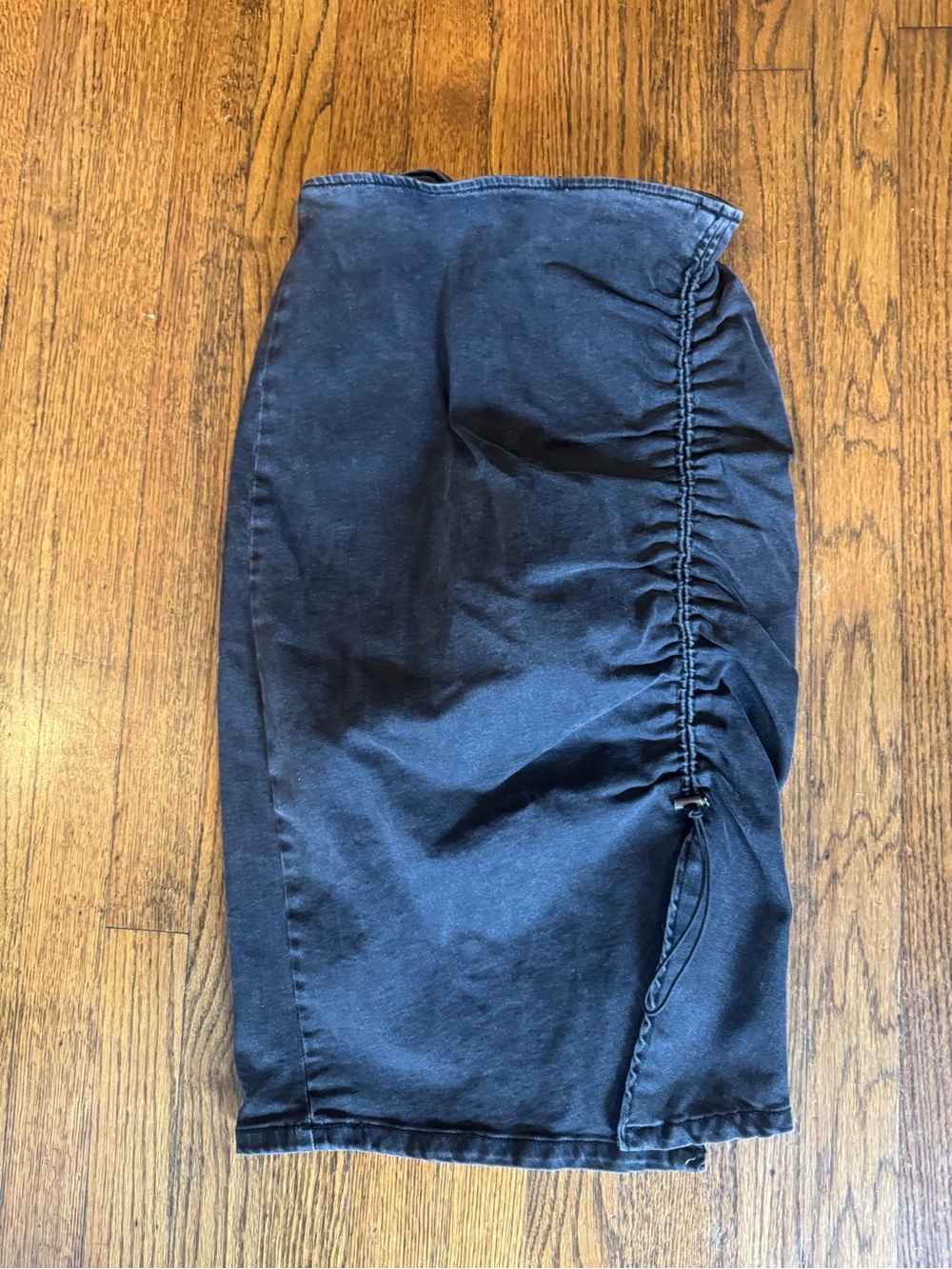 Zara Black Ruched-Side Pencil Skirt